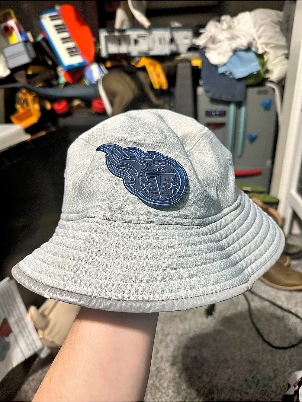 New Era Tennessee Titans New Era Gray Game Bucket Hat Gray Game Bucket Hat